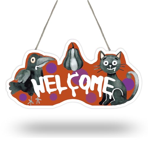 Abstraktes Halloween-Schild mit Rabe und Katze, rustikale Bauernhaus-Wanddekoration mit Juteseil, perfekt für Halloween, Ferienhaus, Schlafzimmer, Hexen-Thema, gruselige saisonale Wandkunst, A04 Abstraktes Halloween-Schild mit Rabe und Katze, rustikale Bauernhaus-Wanddekoration mit Juteseil, perfekt für Halloween, Ferienhaus, Schlafzimmer, Hexen-Thema, gruselige saisonale Wandkunst, A04 von NYCTUG