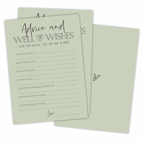 NYCTUG Minimalismus Ratschläge & Glückwünsche Spielkarten für Hochzeitsfeier, Moosgrün, Brautparty, Mr & Mrs, Brautpaar, Verlobungsparty Favor & Supplies (30 Stück) - C01 von NYCTUG