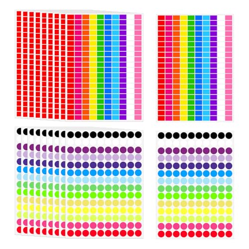 2000 Quadratische Aufkleber Und 1400 Runde Aufkleber, Leere Etikettenaufkleber, Schreibaufkleber, Klassifizierungsmarkierungsaufkleber von NYGGTYK