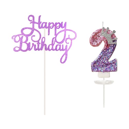 NYGGTYK 1 Stück Nummer 2 Kerze Und 1 Stück Kuchenkarteneinsatz, Kreative Kerze, Glänzende Kerze, Kuchendekoration, Geburtstag Kerze. NYGGTYK 1 Stück Nummer 2 Kerze Und 1 Stück Kuchenkarteneinsatz, Kreative Kerze, Glänzende Kerze, Kuchendekoration, Geburtstag Kerze. von NYGGTYK