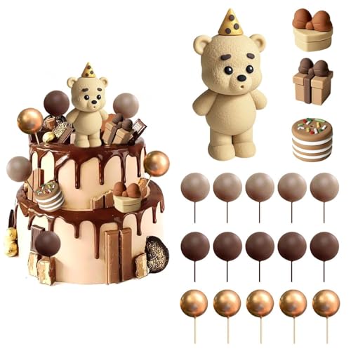 NYGGTYK 19 Stücke Bärenthema Dekoration, Kuchendekoration, Süße Kuchendekoration, Kuchenzubehör NYGGTYK 19 Stücke Bärenthema Dekoration, Kuchendekoration, Süße Kuchendekoration, Kuchenzubehör von NYGGTYK