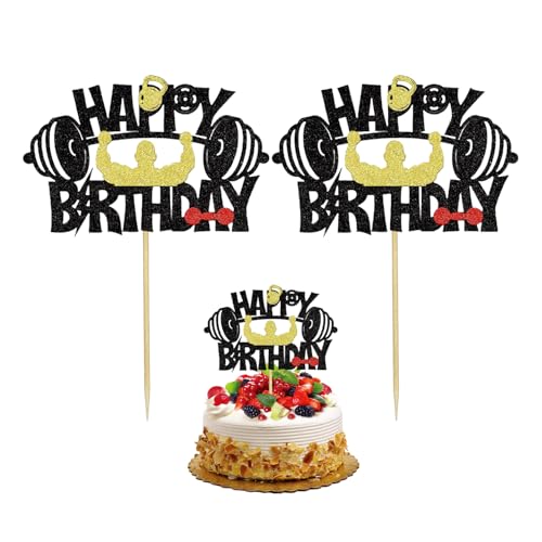 NYGGTYK 2 Stücke Fitness Gewicht Hebekarteneinsatz, Happy Birthday Cake Top Hut, Boy Fitnessthema -Kuchen -Plugin, Kreative Persönlichkeitskarteneinsatz, Geburtstagsfeierdekoration NYGGTYK 2 Stücke Fitness Gewicht Hebekarteneinsatz, Happy Birthday Cake Top Hut, Boy Fitnessthema -Kuchen -Plugin, Kreative Persönlichkeitskarteneinsatz, Geburtstagsfeierdekoration von NYGGTYK