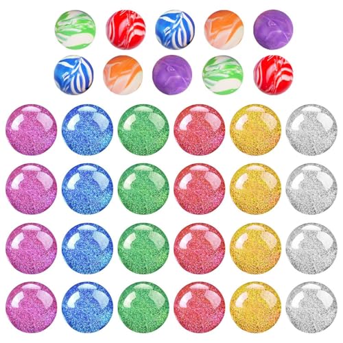 NYGGTYK 24 Stücke Blitzhautbälle Und 10 Stück Bunte Bälle, Weastresistente Gummibälle, Kinderspielzeug, Kreatives Spielzeug, Geschenkspielzeug von NYGGTYK