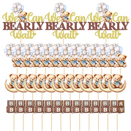 NYGGTYK 39 Stück Karteneinsatz, Kreativer Teddybärenkuchen -Topper, Kindercupcake -Plugin, Kartenliebe Cartoonbärendekoration, Babyparty -Party -Dekoration von NYGGTYK