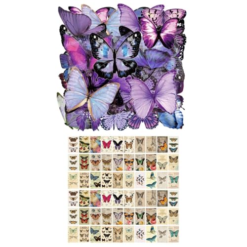 NYGGTYK 40 Schmetterlingsaufkleber, 60 Schmetterlingsmaterialpapier, Lila Schmetterlingswandaufkleber, DIY Home Glass Wall Decoration Sticker, Scrapbook -Aufkleber. von NYGGTYK