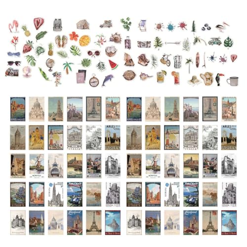 NYGGTYK 70 Sommerreiseaufkleber Und 60 Materialpapier, Retro -Aufkleber, wasserdichte Aufkleber, Die Computer, Mobiltelefone, Wasserbecher, Gitarren Dekorieren Können. von NYGGTYK