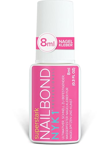 NYK1 NailBond Nagelkleber Für Kunstnägel Extra Stark (8ml) Pinsel On Nagelkleber Für Tips, Press On Nails Und Acrylnägel Nagel Kleber - Nagelkleber Für Eingerissene Nägel Anti-Pilz Nail Glue von NYK1