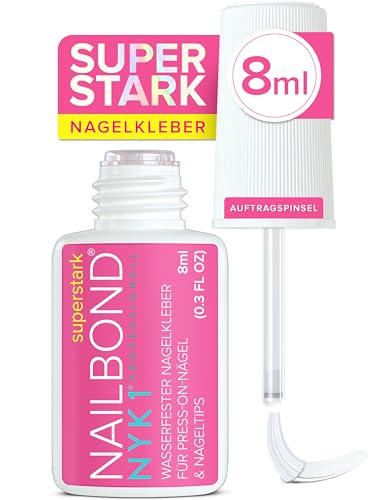 NYK1 NailBond Nagelkleber Für Kunstnägel Extra Stark (8ml) Pinsel On Nagelkleber Für Tips, Press On Nails Und Acrylnägel Nagel Kleber - Nagelkleber Für Eingerissene Nägel Anti-Pilz Nail Glue von NYK1