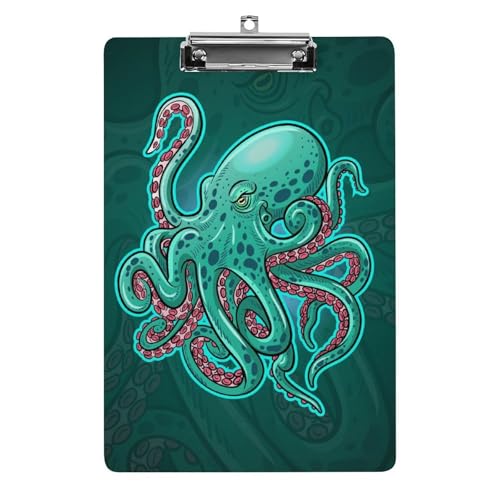 Blauer Oktopus Klemmbrett A4 Schreibbrett Pad Halter Für Büro Klassenzimmer Restaurants von NYKVTG