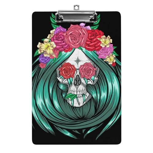 Klemmbrett mit Totenkopfmotiv, Standard-A4, Briefgröße, Klemmbretter für Schule, Büro, Restaurants von NYKVTG