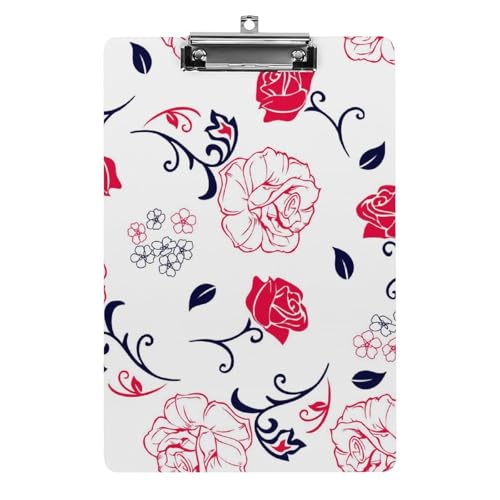 Rote Blumen Klemmbrett Zum Aufhängen Clipboard Hartplatten Klemme Für Papier Dokumente von NYKVTG