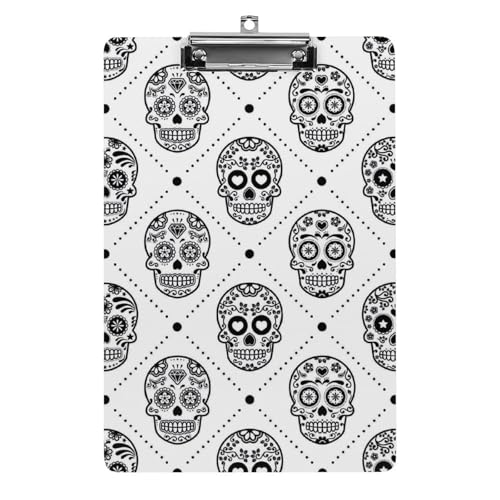 Schwarz-Weißer Totenkopf Klemmbrett Zum Aufhängen Clipboard Hartplatten Klemme Für Papier Dokumente von NYKVTG