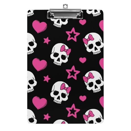 Totenkopf Rosa Schleife Klemmbrett A4 Schreibbrett Pad Halter Für Büro Klassenzimmer Restaurants von NYKVTG