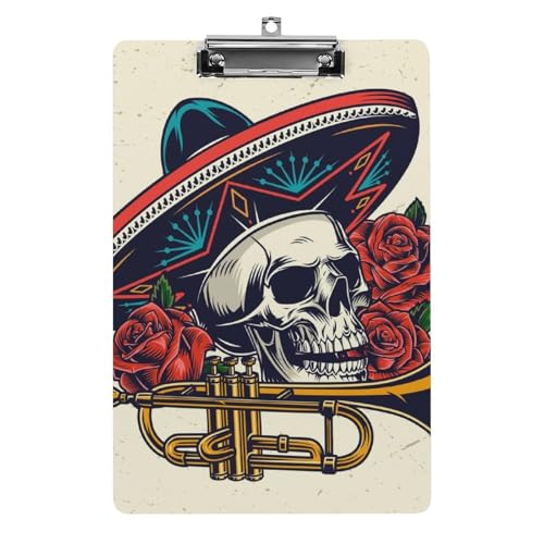 Trompete Totenkopf Rose Klemmbrett A4 Schreibbrett Pad Halter Für Büro Klassenzimmer Restaurants Trompete Totenkopf Rose Klemmbrett A4 Schreibbrett Pad Halter Für Büro Klassenzimmer Restaurants von NYKVTG