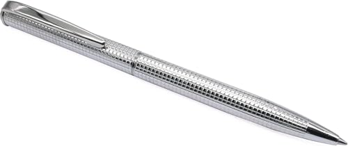 NYLOE - Kugelschreiber - Personalisiert - Sterlingsilber mit Antioxidationsbeschichtung - Graviertes Schachbrettmuster - Nachfüllbar mit Mine - Handgefertigt - Made in Italy von NYLOE Writing Instruments