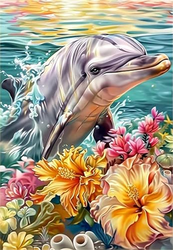 NYSDYSMYX Delphin Diamond Painting Bilder,Diamant Painting Erwachsene,Diamants Painting Erwachsene Für Home Wand Decor,Frauen Geschenk. (Delphin) von NYSDYSMYX