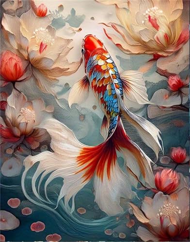 NYSDYSMYX Fisch Malen Nach Zahlen Erwachsene,Paint by Numbers Adult,Cheerful Painting,Diy Handgemalt Kreativ Bastelset für Geschenk Heimdekoration. (Fisch) von NYSDYSMYX