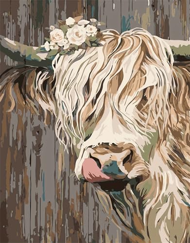NYSDYSMYX Kuh Malen Nach Zahlen Erwachsene,Paint by Numbers Adult,Cheerful Painting,Diy Handgemalt Kreativ Bastelset für Geschenk Heimdekoration. (Kuh) von NYSDYSMYX