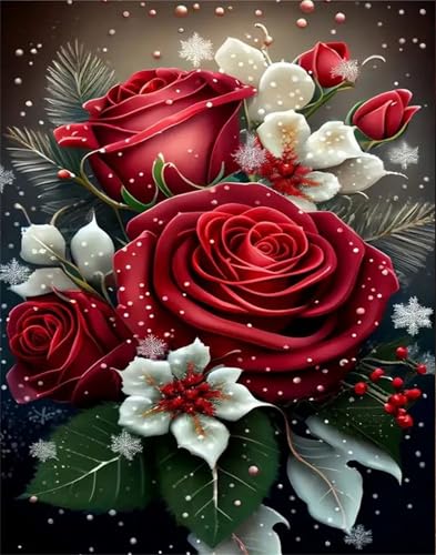 NYSDYSMYX Rose Malen Nach Zahlen Erwachsene,Blume Paint by Numbers Adult,Cheerful Painting,Diy Handgemalt Kreativ Bastelset für Geschenk Heimdekoration. (Rose) von NYSDYSMYX