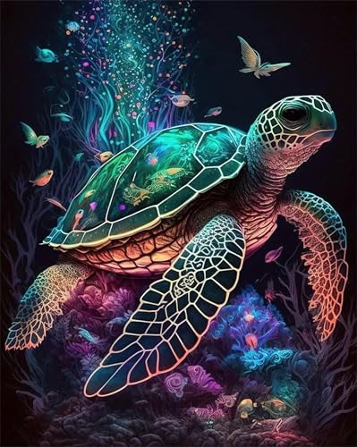 NYSDYSMYX Schildkröte Malen Nach Zahlen Erwachsene,Paint by Numbers Adult,Cheerful Painting,Diy Handgemalt Kreativ Bastelset für Geschenk Heimdekoration. (Schildkröte) von NYSDYSMYX