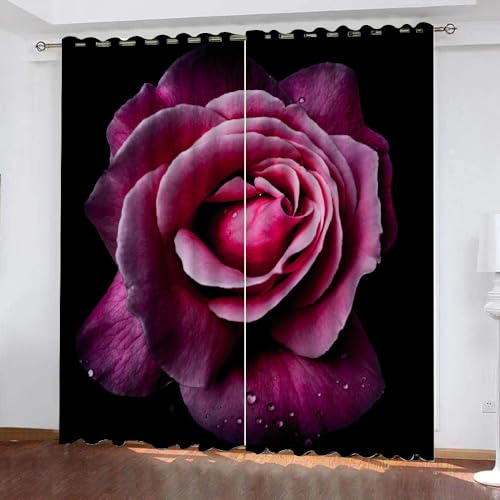 NYSMGS Gardinen Blickdicht Rote Rose Vorhang Verdunkelung Schlafzimmermit Ösen Gardinen Blumen 3D Polyester Verdunkelungsvorhang für Wohnzimmer Wohnkultur 2-Set B 140x H 250cm NYSMGS Gardinen Blickdicht Rote Rose Vorhang Verdunkelung Schlafzimmermit Ösen Gardinen Blumen 3D Polyester Verdunkelungsvorhang für Wohnzimmer Wohnkultur 2-Set B 140x H 250cm von NYSMGS