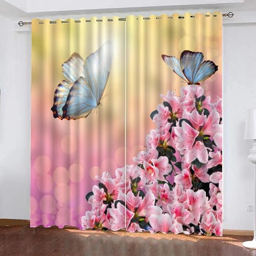 NYSMGS Gardinen Blickdicht Schmetterling Vorhang Verdunkelung Schlafzimmermit Ösen Gardinen Blumen Natur 3D Polyester Verdunkelungsvorhang für Wohnzimmer Wohnkultur 2-Set B 140x H 250cm NYSMGS Gardinen Blickdicht Schmetterling Vorhang Verdunkelung Schlafzimmermit Ösen Gardinen Blumen Natur 3D Polyester Verdunkelungsvorhang für Wohnzimmer Wohnkultur 2-Set B 140x H 250cm von NYSMGS