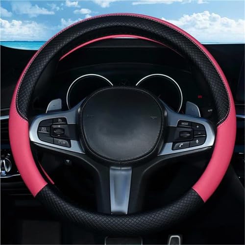 NYSQOFMB Lenkradschutz Lederstreifen Sportliches Auto Ohne Innenrand Lenkradbezug Autozubehör Passend Für 14.5–15 Zoll Lenkrad Abdeckung(Black Rose) von NYSQOFMB