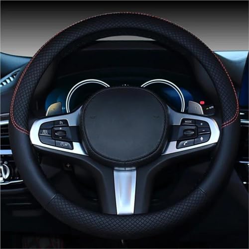 NYSQOFMB Lenkradschutz Lederstreifen Sportliches Auto Ohne Innenrand Lenkradbezug Autozubehör Passend Für 14.5–15 Zoll Lenkrad Abdeckung(Schwarz) von NYSQOFMB