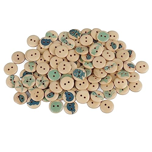 100 Stück gemischte Druck Holzknöpfe 2 Löcher runde dekorative Knöpfe Holznähung Handwerk (Log Color Ocean) von NYSUZHOUJI
