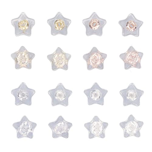 16 Stück Pentagramm-Ohrring-Verschlüsse, handgefertigt, bequemer Silikon-Ersatz für Ohrstecker, Kupfer, wiederverwendbar, leicht, tragbar, für Erwachsene 16 Stück Pentagramm-Ohrring-Verschlüsse, handgefertigt, bequemer Silikon-Ersatz für Ohrstecker, Kupfer, wiederverwendbar, leicht, tragbar, für Erwachsene von NYSUZHOUJI