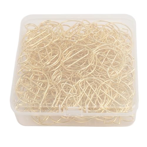 Goldfarbene Büroklammern aus Metall für Büro, Schule und Zuhause, Edelstahl, 100 Stück, Aufbewahrungsbox (Orange) von NYSUZHOUJI