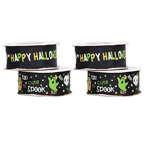 Halloween Ribbon 4 PCs 10 Yards 1 Zoll Cartoon Muster Dekorative Party Polyester Kabelgebundene Handarbeit Handwerk Dekoration von NYSUZHOUJI