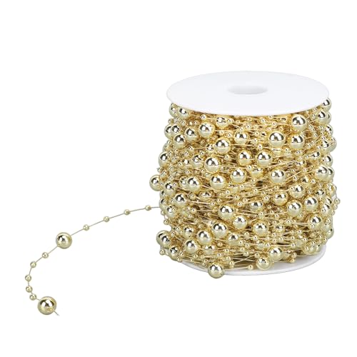 Künstliche Perlenperlenkette Roll vielseitige gute Dekoration Schön für verschiedene Szenen (Gold) von NYSUZHOUJI