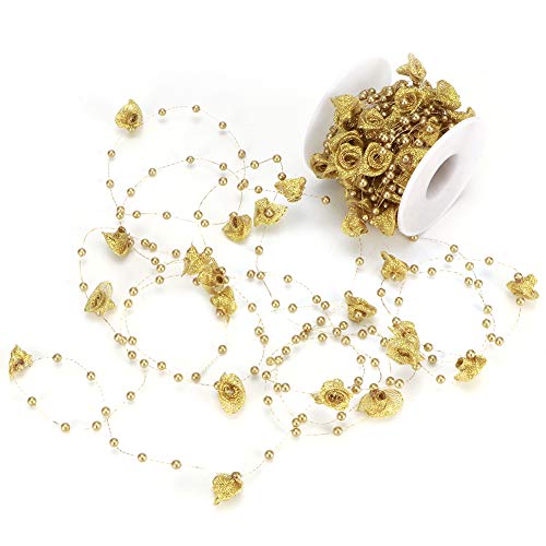 Ribbon Rose Imitation Perlenperlen Ketten Kleidung Accessoires für Hochzeit Gold kleiner Größe (Gold) von NYSUZHOUJI