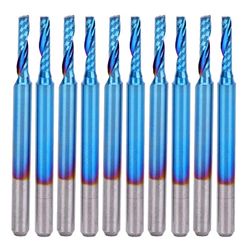 Spiralfräsen Schneiderkugel Nasen Endmühle Bit Blau beschichtete Wolframstahl 3,175 x 15 mm für das Gravieren und Schnitzen von NYSUZHOUJI