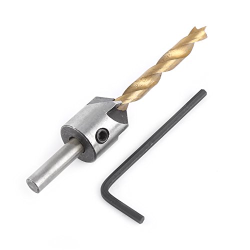 Stahl Countersink Drill Bit Tischlerei Holzbearbeitung langweiliges Werkzeug mit Hex -Schlüssel in 10 Größen runden Schaft (Single 6mm+ small wrench) von NYSUZHOUJI