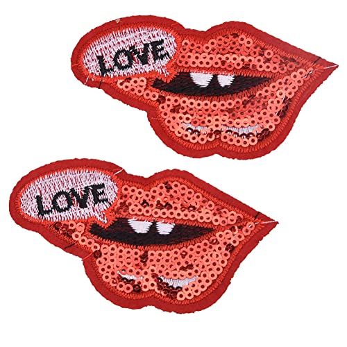 Stoffaufkleber bestickter Patch Dekoration Handarbeit rote Lippen Jeans Taschen 2pcs Stoffaufkleber bestickter Patch Dekoration Handarbeit rote Lippen Jeans Taschen 2pcs von NYSUZHOUJI