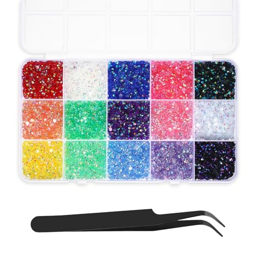 15 Farben Nail Charms, 3 mm flache Harz-Kristall-Glitzersteine mit Pinzette für Bastelarbeiten, Nägel, Kleidung, Gesicht und Schuhe Strasssteine-Dekoration 15 Farben Nail Charms, 3 mm flache Harz-Kristall-Glitzersteine mit Pinzette für Bastelarbeiten, Nägel, Kleidung, Gesicht und Schuhe Strasssteine-Dekoration von NYTGAH