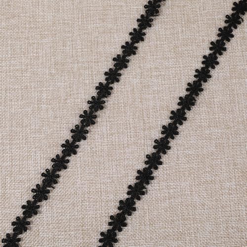 15 Yards Spitzenband mit Blumenmuster, 12mm Bestickte Spitze Boho Deko, Vintage Häkelspitze Baumwolle dekorative Webbing Band für Handwerk Nähen, Tischdeko Hochzeit und Tischdekoration (Schwarz) von NYTGAH