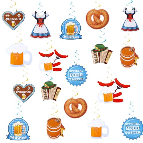 18 Stück Oktoberfest Deko, EIN Stück ca. 11-15,4 cm für Sausage Party Bayrische Deko, Deckenhänger Wirbel Girlande für Bayerische Partys, Kneipen, Bierzeltdeko von NYTGAH