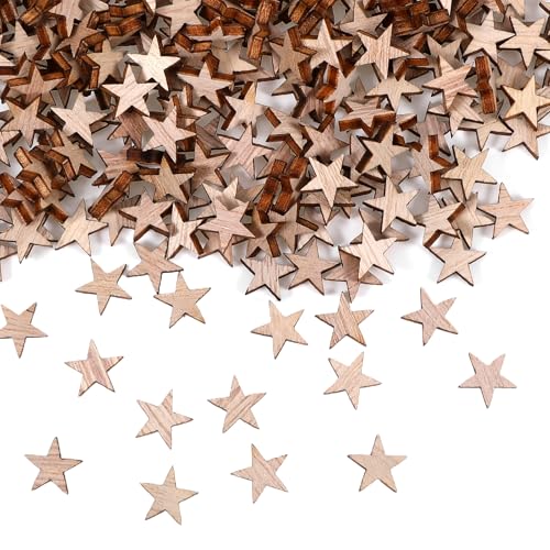 200 Stück Holzsterne zum Basteln,Streudeko Weihnachten Ornamente,Unbearbeitete Holzhandwerks Tischdeko Konfirmation,für Weihnachten Deko,Hochzeit,Geburtstagsfeier,Taufdekorationen Empfang(12mm) von NYTGAH