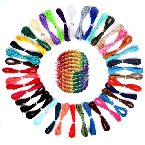 40 Rollen Gewachste Baumwollschnur, 10 Meter Langes Nylonschnur für Armbänder, 40 Farben Makramee Garn 1mm, für Armbänder Selber Machen, Handarbeiten, Schmuck, Schmuckherstellung von NYTGAH
