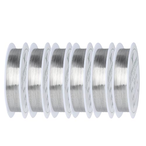 6 Rollen Basteldraht Dünn, 90m x 0,3mm Draht Zum Basteln, 15m/Rollen Schmuckdraht für Schmuck, Wire, Blumendraht, Bastelperlen, Perlentiere, Pfeifenputzer zum basteln(Silber) von NYTGAH