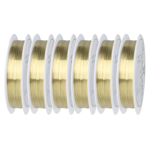 6 Rollen Basteldraht Dünn, 90m x 0,3mm Draht Zum Basteln, 15m/Rollen Schmuckdraht für Schmuck, Wire, Blumendraht, Bastelperlen, Perlentiere, Pfeifenputzer zum basteln (Gold) von NYTGAH