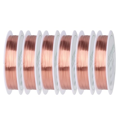6 Rollen Basteldraht Dünn, 90m x 0,3mm Draht Zum Basteln, 15m/Rollen Schmuckdraht für Schmuck, Wire, Blumendraht, Bastelperlen, Perlentiere, Pfeifenputzer zum basteln (Kupfer) von NYTGAH