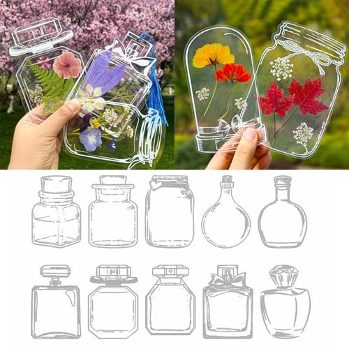 40 Stück Lesezeichen mit tausend Blüten, DIY transparente Lesezeichen mit Trockenblumen, klare Acryl-Lesezeichen mit Loch, selbstklebende transparente Lesezeichen für Trockenblumen (D) von NYXIFYLO