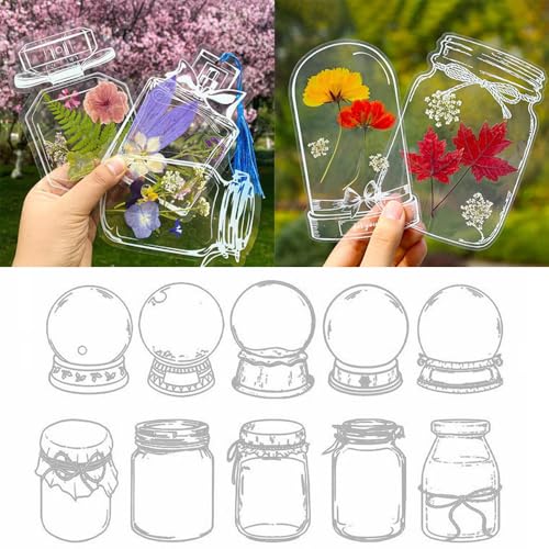 40 Stück Lesezeichen mit tausend Blüten, DIY transparente Lesezeichen mit Trockenblumen, klare Acryl-Lesezeichen mit Loch, selbstklebende transparente Lesezeichen für Trockenblumen (E) von NYXIFYLO