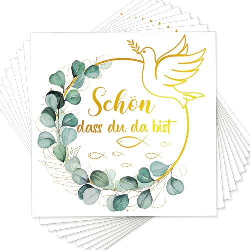 40 Stück Servietten Zur Konfirmation, 33 x 33 cm Fisch Servietten Taufe, Schön dass du da bist, Servietten Konfirmation Tischdekoration, Fisch Tischdeko Papierservietten für Junge Mädchen von NYZQIW