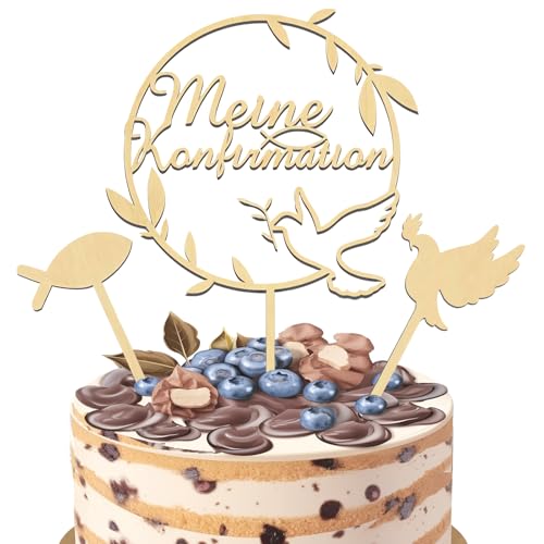 Tortendeko Kommunion, 3 Stück Cake Topper Kommunion,Taube Fisch Kuchen Deko Konfirmation,Cake Topper Konfirmation, Tortendeko Konfirmation, Erstkommunion Deko Junge Mädchen von NYZQIW