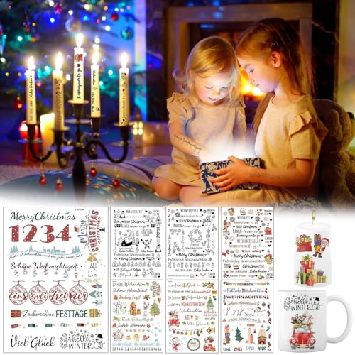 NZDFH 7 Stück Kerzentattoos Weihnachten, Rub on Sticker, Kerzendekoration Ultraleichter Wasseraufkleber Sticker Personalisiert Weihnachten Deko Personalisierte Geschenke Tischdeko Weihnachten NZDFH 7 Stück Kerzentattoos Weihnachten, Rub on Sticker, Kerzendekoration Ultraleichter Wasseraufkleber Sticker Personalisiert Weihnachten Deko Personalisierte Geschenke Tischdeko Weihnachten von NZDFH